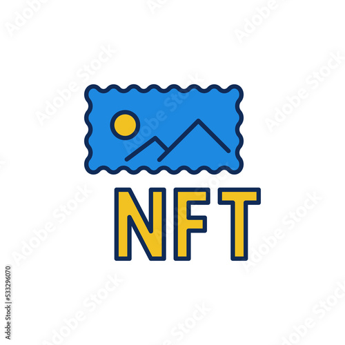 NFT Painting or Non-Fungible Token Art vector concept colored icon