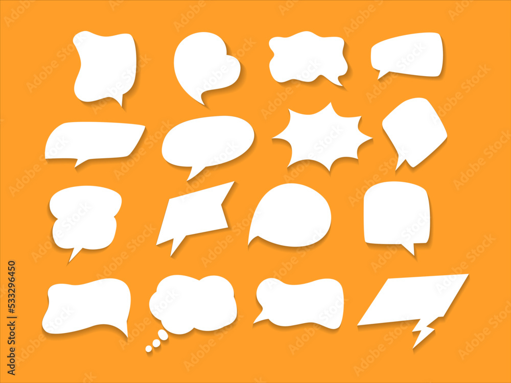 hand drawn speech bubbles set on yellow background hand drawn speech bubbles set on yellow background