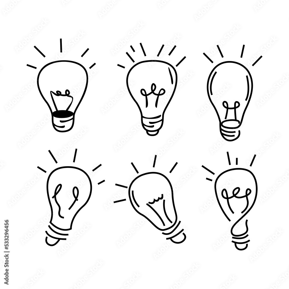 light bulb idea set isolated white background light bulb idea set isolated white background