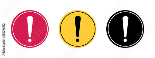 exclamation mark.Set of exclamation marks on road signs