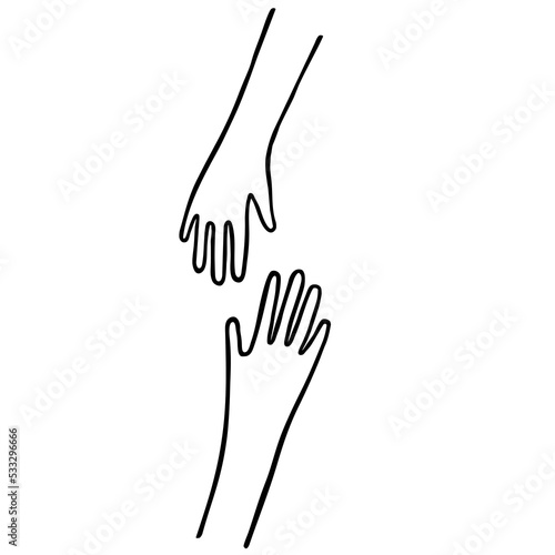 A helping hand. An icon, a logo, a sign of the concept of mutual assistance to other people. Vector illustration