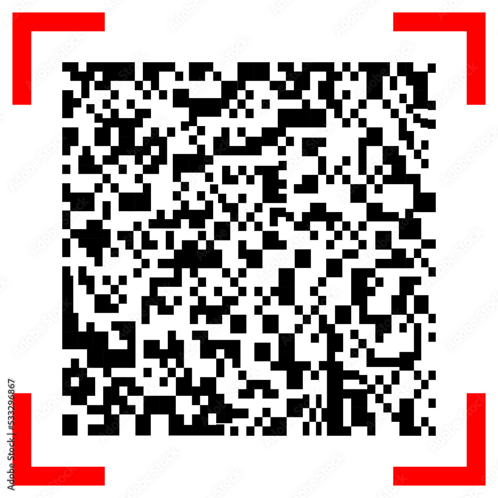 qr code with red scanner on white,vector illustration