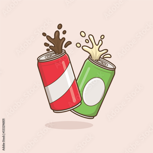 cute cartoon illustration of canned soft drink