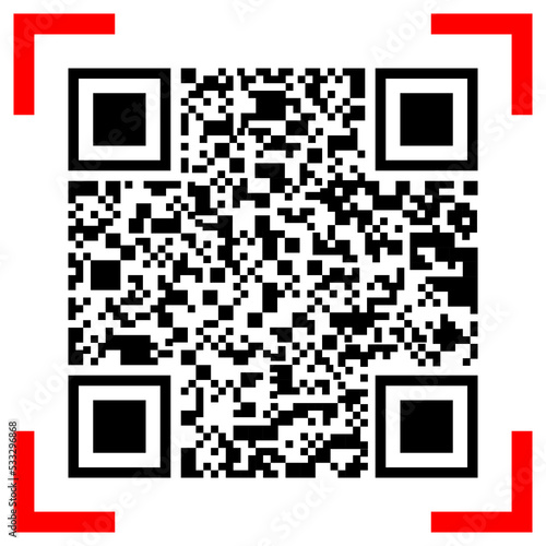 qr code with red scanner on white,vector illustration