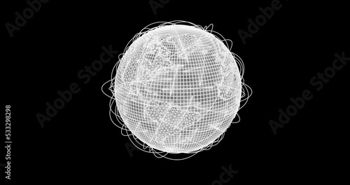 world map with trajectories in wireframe 3d © JoseVicenteCarratala