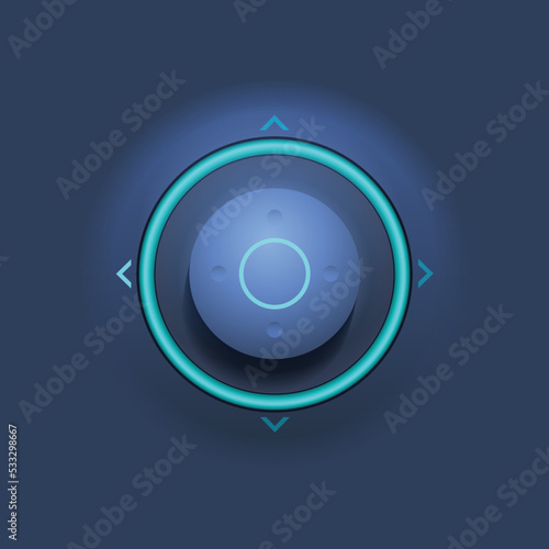 Joystick UI button design on blue background
