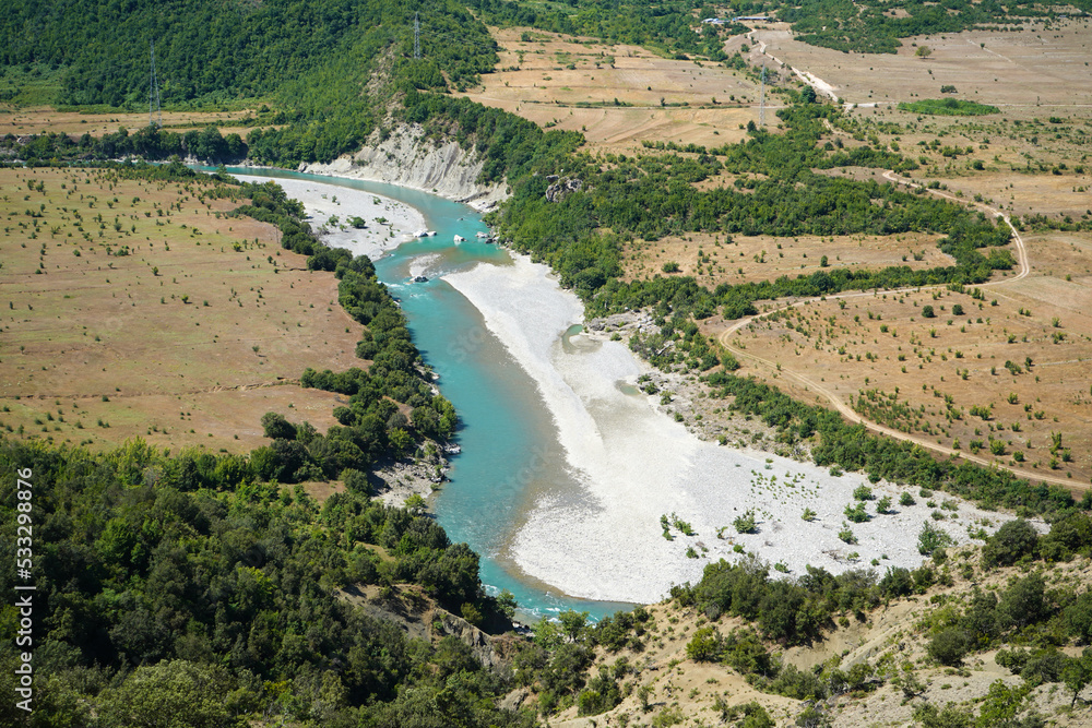 view from the top of the river Vjosa 