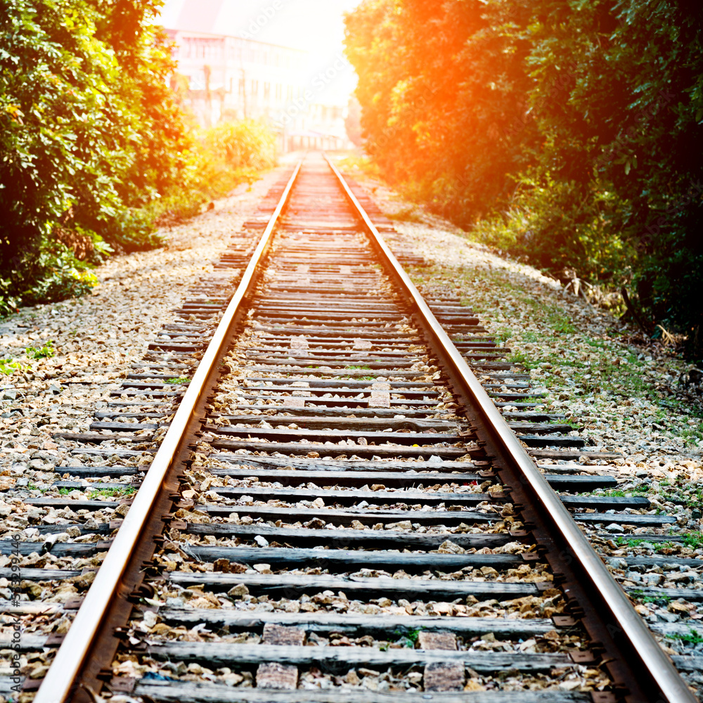 Fototapeta premium Straight railway line for train