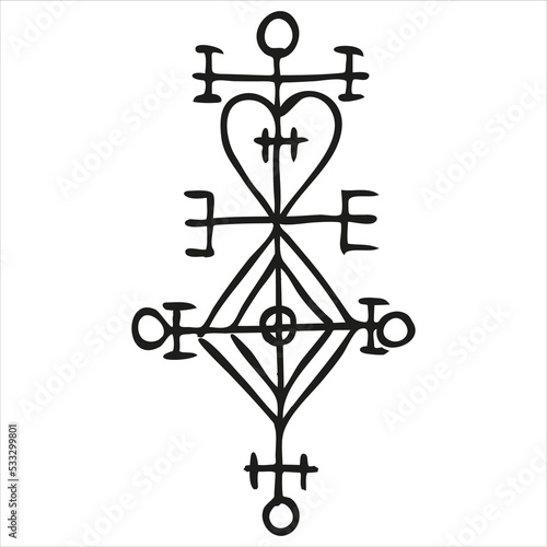 Astarstafur, Celtic love charm, bind rune, symbol, Norse mythology, isolated, vector