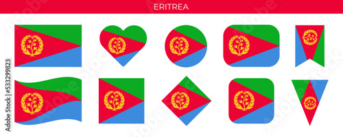 Eritrea flag set. Vector illustration isolated on white background