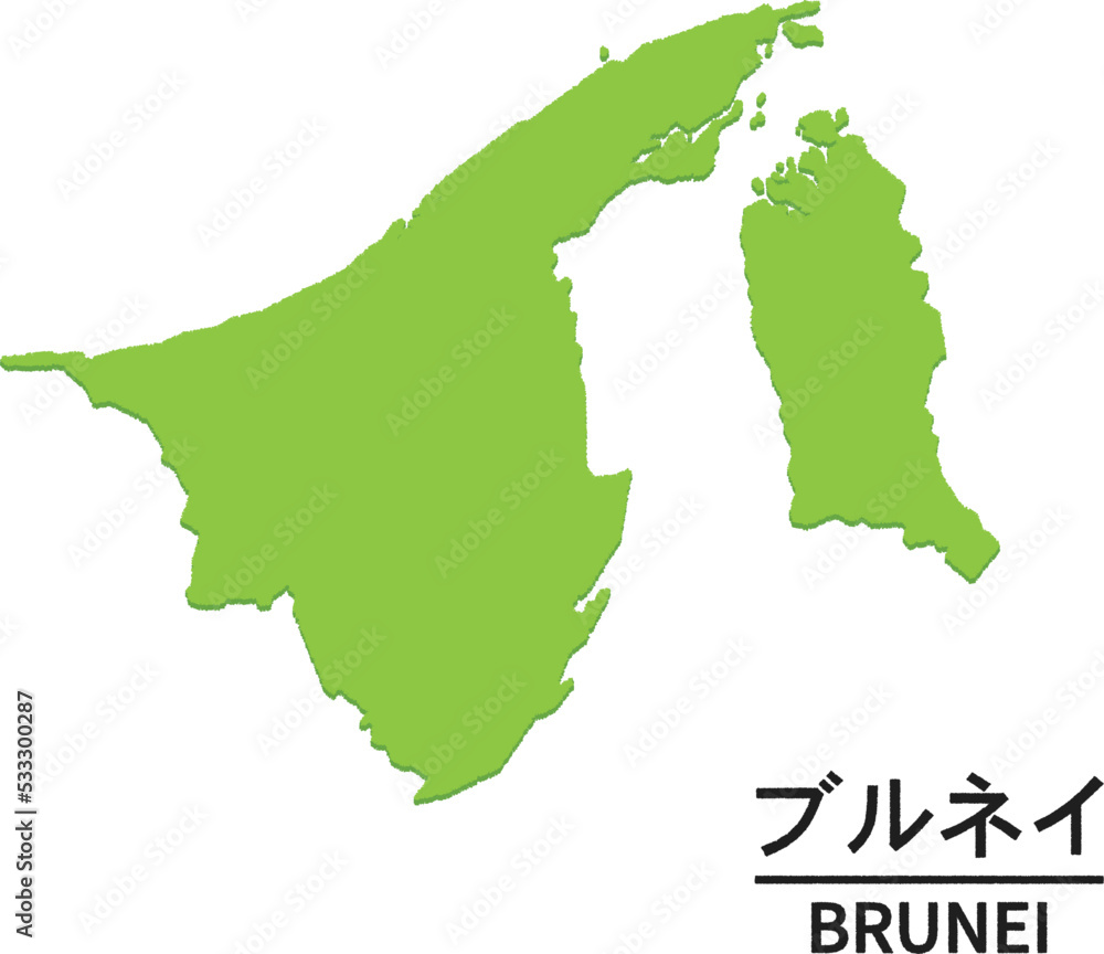 ブルネイの世界地図イラスト