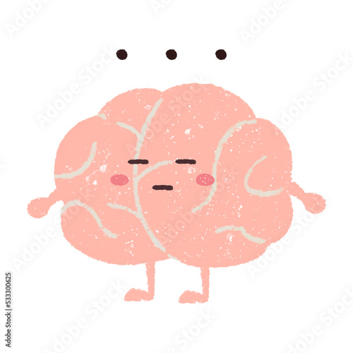 手描きの無言で固まる可愛い脳