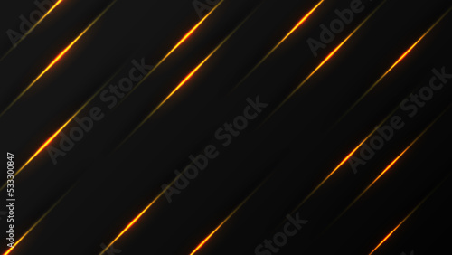 Luxury black background banner vector illustration with gold strip art line for banner