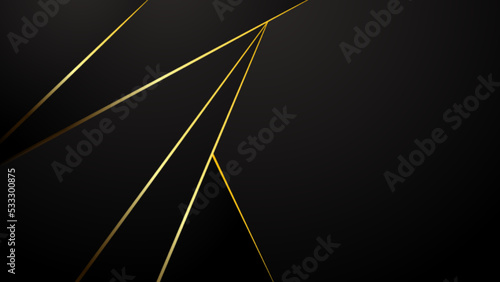 Luxury black background banner vector illustration with gold strip art line for banner