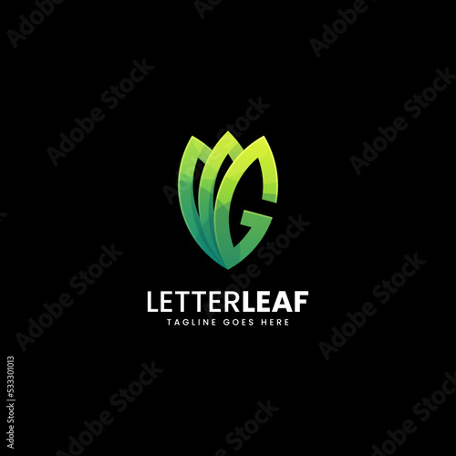 Vector Logo Illustration Letter Leaf Gradient Colorful Style