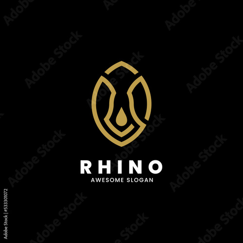 Vector Logo Illustration Rhino Line Art Style