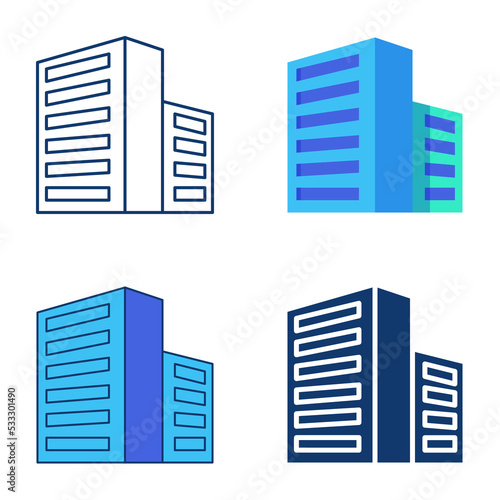 Data center building icon set