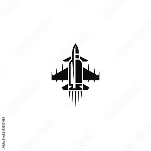 Jet fighter combination with firearm bullet. Logo design.