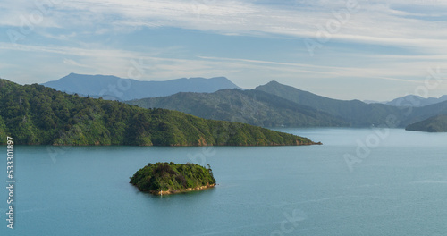 Overlooking the Marlborough Sounds New Zealand from the lookout at Victoria Domain in Picton