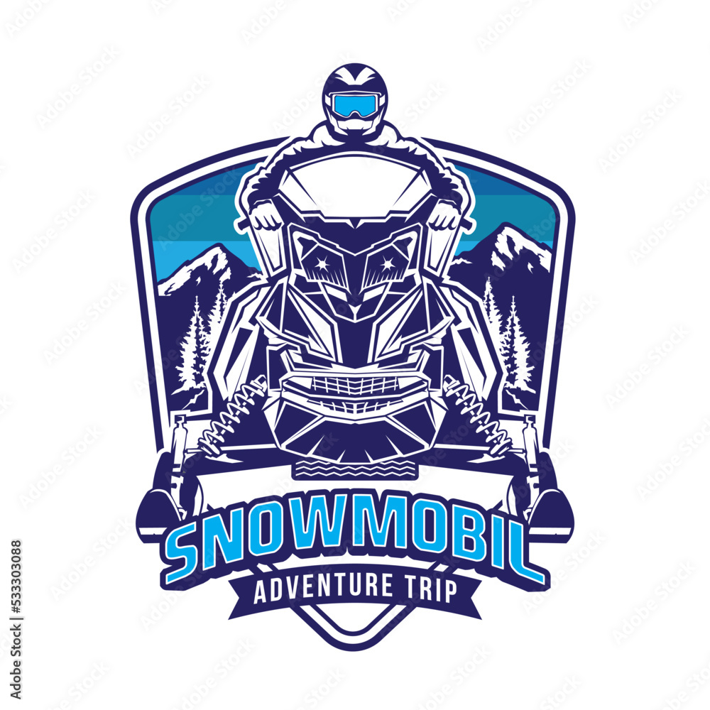 Obraz na plátně Snowmobil adventure vector illustration, perfect for tshirt and logo design