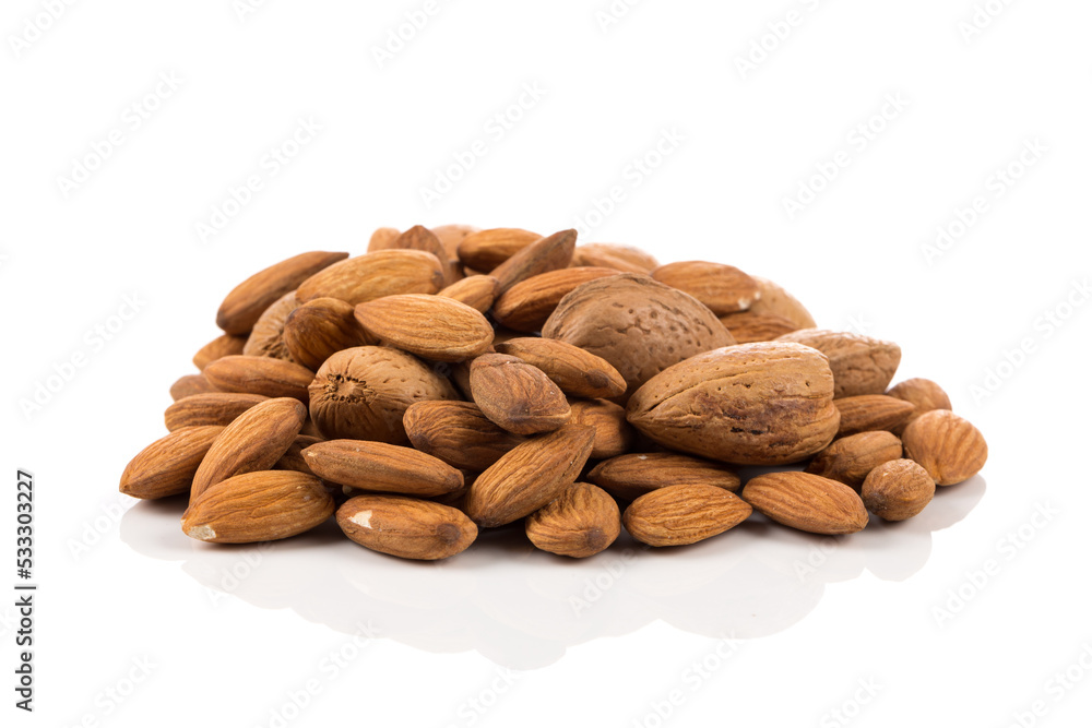 Almonds on a white background Almonds on a white background