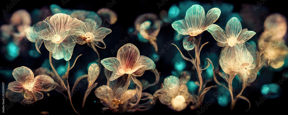 Bioluminescent flowers, glowing in the dark. Floral wallpaper and ...