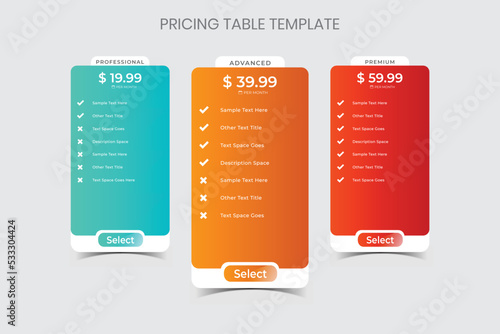 pricing table design