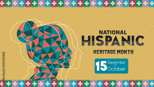 National Hispanic Heritage Month is annually celebrated from September 15 to October 15 in the United States. Poster and template design vector illustration.