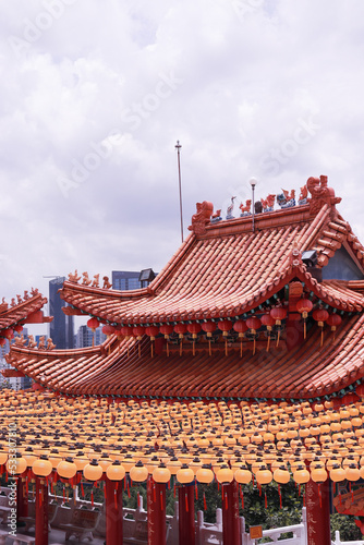 chinese temple roof with sky