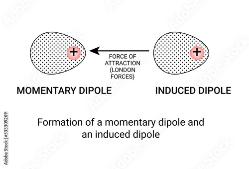 Formation of a momentary dipole and an induced dipole photo