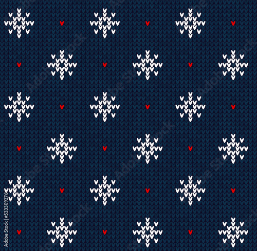 Ugly sweater Christmas party border. Knitted background pattern scandinavian ornaments.