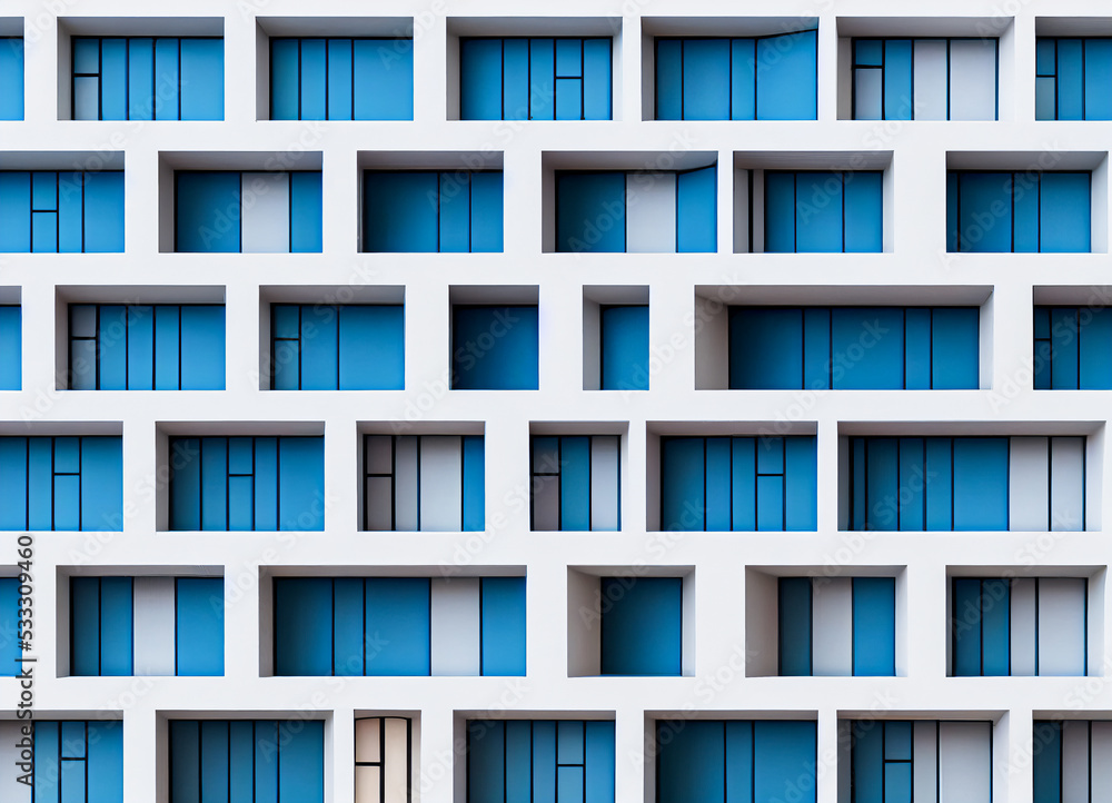 Obraz premium Modern facade of a building, minimalist architecture, colored architectural texture, 3D rendering