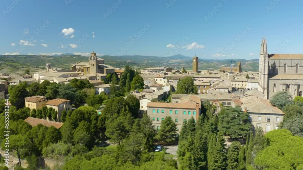 Beautiful Establishing Shot of Orvieto, Umbria, Italy. Summer Drone Shot Beautiful Establishing Shot of Orvieto, Umbria, Italy. Summer Drone Shot