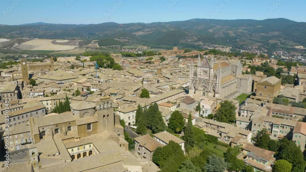 Aerial Boom Shot Reveals Famous Cathedral in Orvieto on Amazing Summer Afternoon Aerial Boom Shot Reveals Famous Cathedral in Orvieto on Amazing Summer Afternoon
