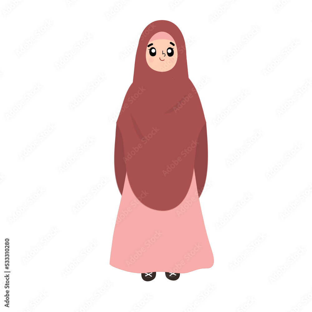 Obraz premium Girl with pink hijab syari