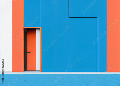 Door on a facade, minimalist, traditional architecture and decoration, 3D rendering