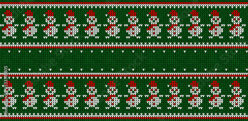 Ugly sweater Christmas party border. Knitted background pattern scandinavian ornaments.