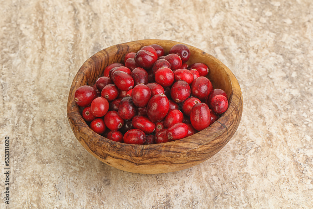 Ripe sweet tasty cranberry in the bowl Ripe sweet tasty cranberry in the bowl