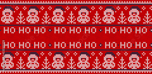 Ugly sweater Christmas party border. Knitted background pattern scandinavian ornaments.