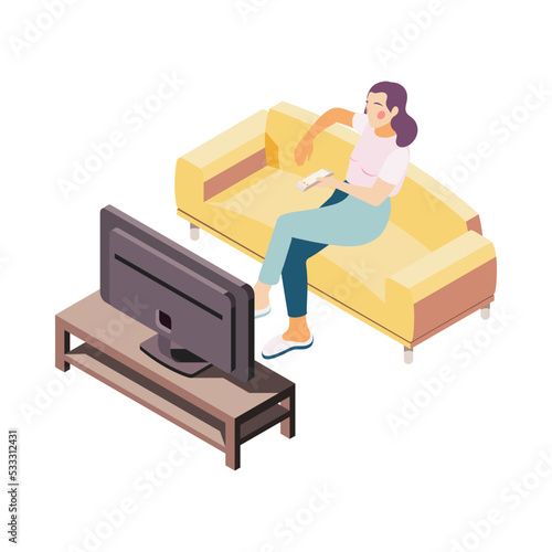 Watching Tv Illustration