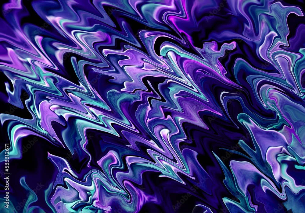 Abstract background of fluid liquid futuristic marble texture of purple, blue and black colors