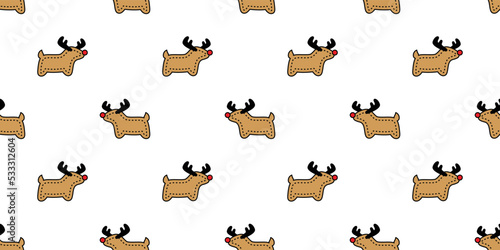 Fototapeta Naklejka Na Ścianę i Meble -  Christmas seamless pattern reindeer Santa Claus scarf isolated tile background repeat wallpaper illustration gift wrapping paper design