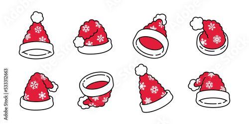 Santa Claus hat Christmas icon snowflake vector logo character cartoon symbol illustration doodle clip art design
