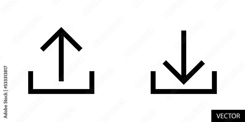 Export and Import, Upload and download button vector icons in line style design for website, app, UI, isolated on white background. Editable stroke. Vector illustration. Export and Import, Upload and download button vector icons in line style design for website, app, UI, isolated on white background. Editable stroke. Vector illustration.