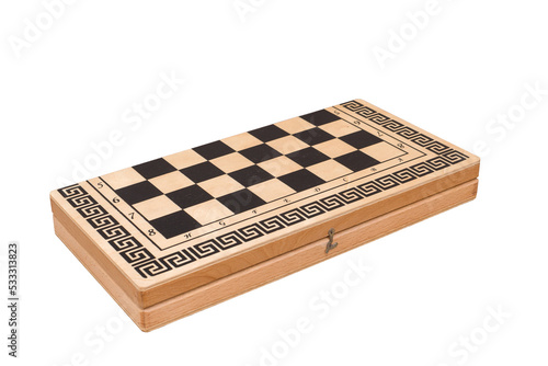 wooden chess board isolated on white