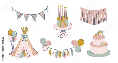 Boho style birthday decor set