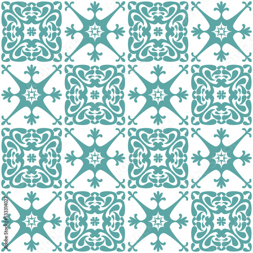 Azulejo seamless pattern stylish trendy ceramic tile design element for kitchen, vector illustration