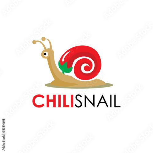 chili snail logo design concept