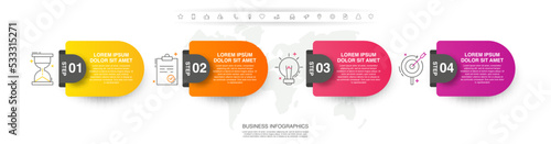 Vector infographic flat template label for four steps, diagram, graph, presentation. Business concept with 4 options. For content, flowchart, timeline, workflow, and marketing