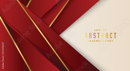 Abstract luxury background red and gold line. 